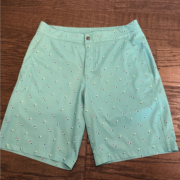 Lululemon Commission Swim Board Shorts Teal Geometric Print Drawstring Size 32 - Picture 3 of 5